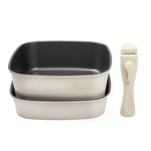 Nhà bếp không dính vuông Die Cast Cookware Set đồ dùng nhà bếp Kim loại 3 cái không dính nhôm nấu ăn nồi Set có thể tháo rời Pan xử lý - Product Image 4