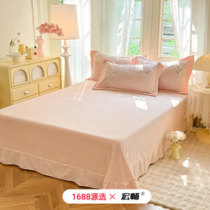 Luxury Milk Velvet Four-Piece <b>Bedding</b> Set Embossed Duvet Cover Sheets Flannel Winter Warm Skin-Friendly Breathable Solid Flower - Product Image 4