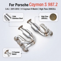 Colectores de Escape de Acero Inoxidable para Porsche Cayman 987.2 2.9L 3.4L 2011-2012, Alto Flujo, 200 Celdas, Mejora de Potencia para Autos de Carreras