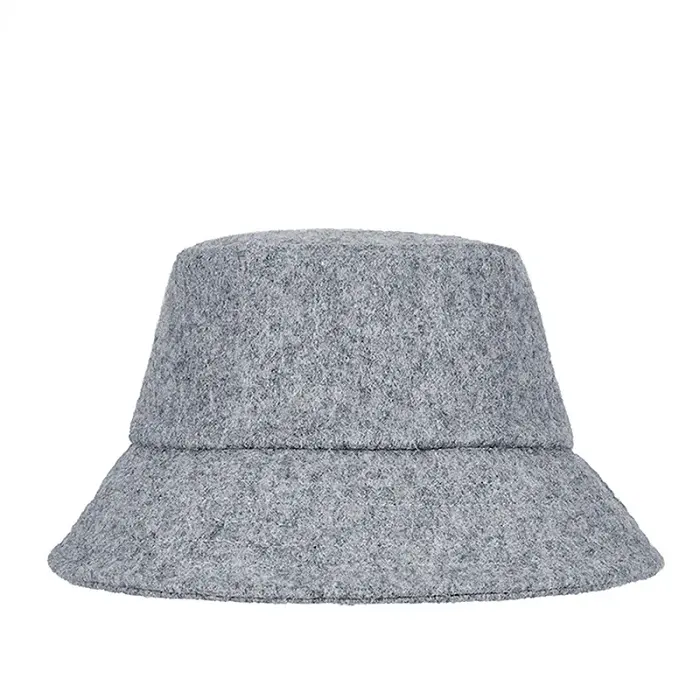 Cappello a secchiello personalizzato Unisex in misto lana grigio all'ingrosso