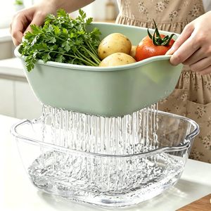 Juego de 6 piezas de fregadero de cocina de doble capa con mango, cuenco multifuncional para lavar y secar, contenedor de alimentos - Product Image 4