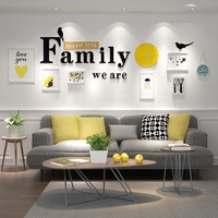 Moderne Massivholz-Familien-Themen-Buchstaben-Dekorationsmalerei Kombination Sofa-Wandbilderrahmen Weiche Dekoration Wohnzimmerwand