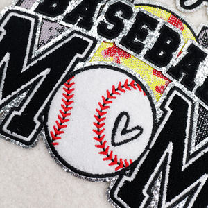 Nuevos productos personalizados grandes parches bordados hierro en lentejuelas deportes arco/béisbol mamá parche - Product Image 5