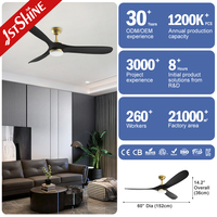 Ventilateur de plafond 1stshine de 60 pouces, qualité supérieure, haute performance, style luxueux, silencieux, avec éclairage LED