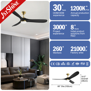 Ventilateur de plafond 1stshine de 60 pouces, qualité supérieure, haute performance, style luxueux, silencieux, avec éclairage LED - Product Image 3