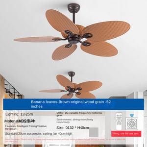 Mỹ Retro Lá Chuối nhựa <span class=keywords><strong>DC</strong></span> Điện Quạt trần điều khiển từ xa 5 lưỡi đảo ngược luồng không khí chiếu sáng thiết kế công nghiệp - Product Image 5