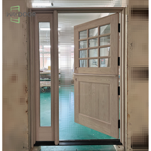 <span class=keywords><strong>Puerta</strong></span> de Entrada de Madera de Roble y Caoba Personalizada para Casas, Puertas Principales Exteriores, Puertas Holandesas con Ventanas Laterales de Vidrio - Product Image 4