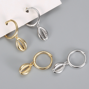 Pendientes de moda joyería 925 plata esterlina verano playa Shell gota pendientes 18K chapado en oro pendientes de aro para mujer - Product Image 4