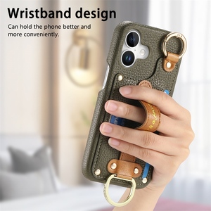 เคสหนังแบบกระเป๋าสตางค์พร้อมสายคล้องข้อมือสุดหรูสำหรับ <span class=keywords><strong>iPhone</strong></span> 17 16 15 14 13 11 Pro / 8 PLUS 13 12 MINI XR x ฝาหลังที่ใส่บัตร - Product Image 3