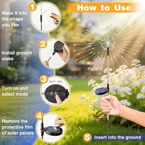 Luces Solares de Jardín Btfarm, 120 LED Multicolor, Resistentes al Agua, de Acero Inoxidable, 8 Modos, Luces Decorativas - Product Image 6