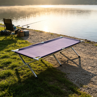 Lit de camping robuste pour une personne, pliable, avec cadre en X renforcé en alliage d'aluminium, tissu Oxford 600D, capacité de charge de 150 kg
