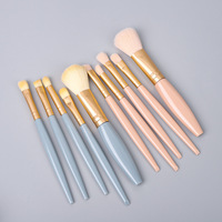 Ensemble de 5 pinceaux de maquillage pour le visage portables, miroir, fibres synthétiques, manche en métal, pinceaux multifonctionnels pour poudre, fard à paupières, estompage