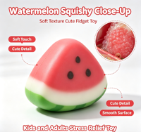 Jouet Squishy Mignon en Forme de Tranche de Pastèque, à Rebond Lent, Doux à Presser, Fruits Simulés, Anti-Stress, Jouets Sensoriels pour Enfants