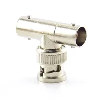 Adaptador coaxial BNC 1 entrada 2 salidas, conector de video BNC macho a 2 * BNC hembra, adaptador en T de dos hembra a un macho