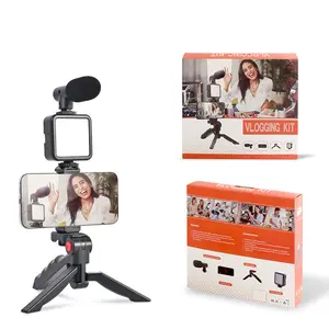 الهاتف الذكي كاميرا LED فيديو ملء الضوء ، Vlogging كيت ، ستوديو ميكروفون