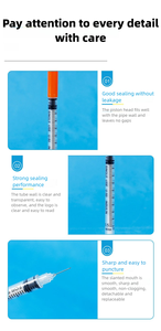 0.3 मिलीलीटर/0.5 मिलीलीटर/1 मिलीलीटर डिस्पोजेबल इंसुलिन सिरिंज सुई के साथ - Product Image 5