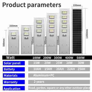 Usine tout en un lampadaire <span class=keywords><strong>solaire</strong></span> en aluminium 100W 200W 300W 400W 500W Ip67 réverbère à énergie <span class=keywords><strong>solaire</strong></span> extérieur étanche - Product Image 2