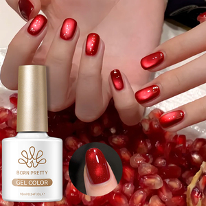 BORN PRETTY Esmalte de Uñas Magnético Rojo Ojo de Gato 10ml con Cuentas de Cristal Brillantes, Barniz UV LED Removible para Salón, Uñas Rojas Cristalinas - Product Image 1