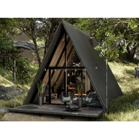 Cabine triangulaire moderne en acier léger préfabriquée, villa intelligente à 3 chambres, alimentée à l'énergie solaire, écologique, portable, salon, parc