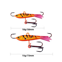 Jig de pêche sur glace transfrontalier pour appâts vivants, pêche hivernale 10g/15g avec hameçons pour bar, carpe, truite, ensemble en boîte