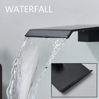 Robinet de lavabo mural noir pour salle de bain, sortie d'eau en cascade, mélangeur eau froide et chaude, robinet d'évier à installation encastrée, robinets de type grue