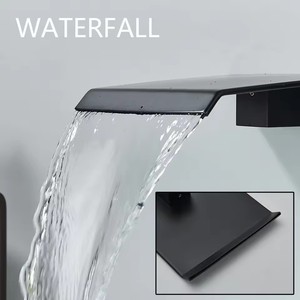 Đen treo tường phòng tắm lưu vực vòi nước thác nước Outlet lạnh và nóng Mixer chìm <span class=keywords><strong>tap</strong></span> giấu cài đặt cần cẩu vòi - Product Image 4