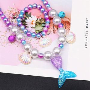 Ensemble de bijoux pour filles, 2/5 pièces, collier de perles de sirène, bracelet, bague, boucles d'oreilles, jouets pour enfants, accessoires de mode princesse pour filles - Product Image 6