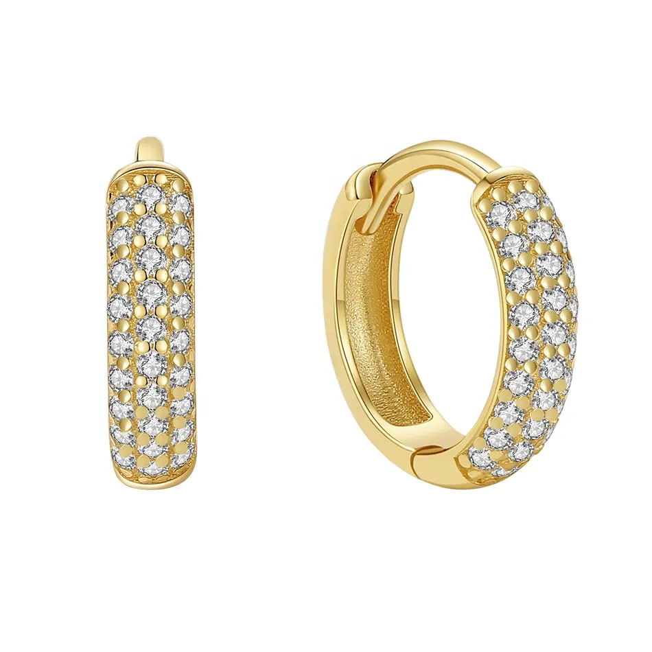 nagosa 925 sterling silver custom jewelry gold vermeil 18k 14k pave full cubic zirconia trio hoop earrings