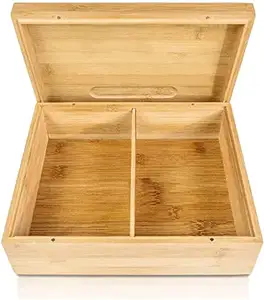 Bamboo Storage Box with Convertible Magnetic Lid Discrete Smell-Resistant Perfect Wooden Boxes Natural Wood