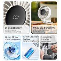 Ventilateur RYW FS2664 avec affichage numérique, ventilateur électrique USB réglable, mini-ventilateur portable pour dortoir, bureau, maison