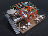 Bâtiment modulaire préfabriqué en conteneur ATLAS, style loft industriel moderne, pour usage résidentiel, agricole et de stockage