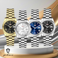 Ensemble de montres de luxe personnalisées Gohuos 58832 8832, étanches, avec aiguilles lumineuses, calendrier, bracelet en acier inoxydable, montre-bracelet à quartz pour homme