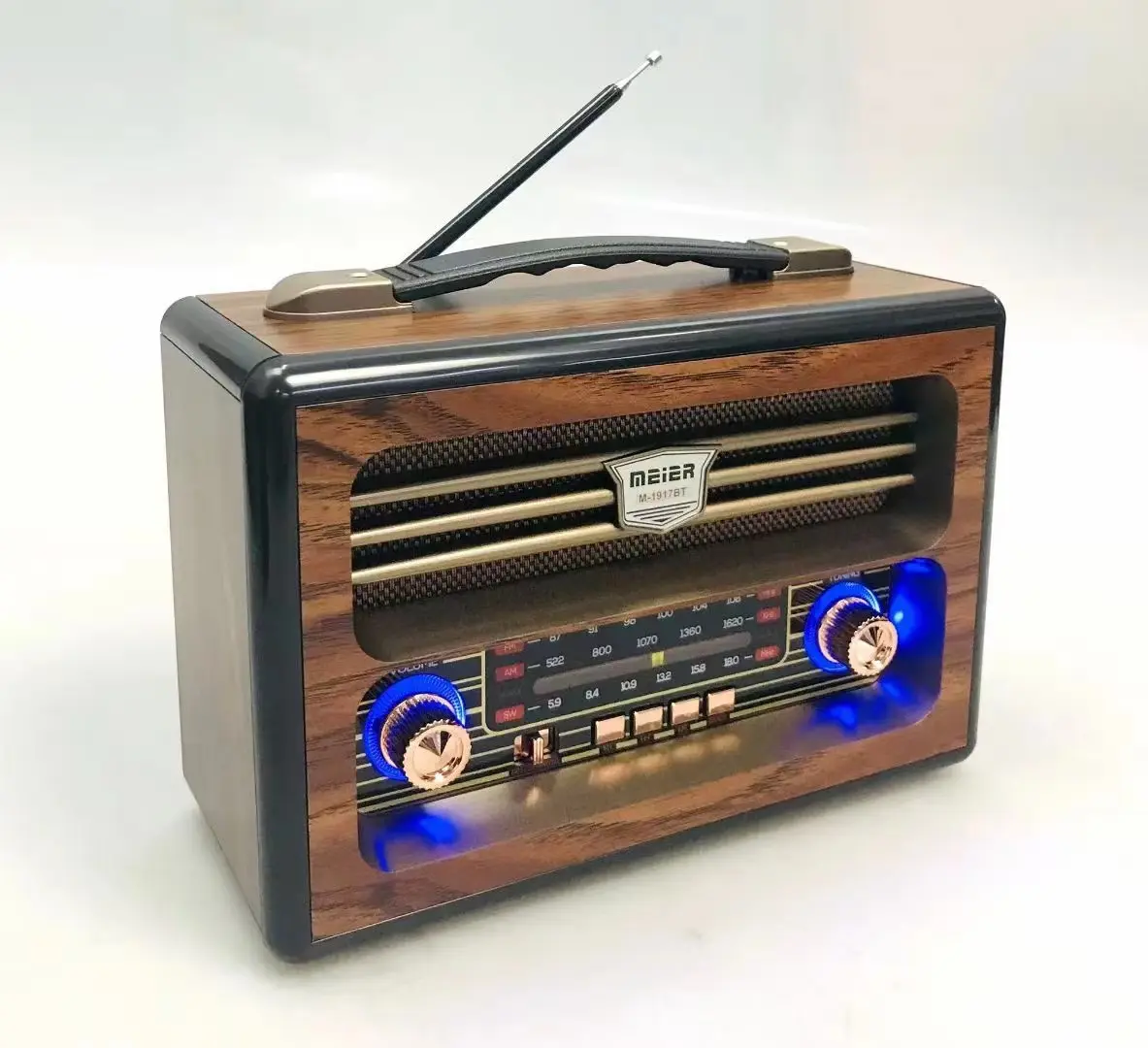 M-1917BT in legno Usb Speakeram Fm Usb esterno Usb 5v uscita carica il telefono aux-in Jack per cuffie Radio Fm