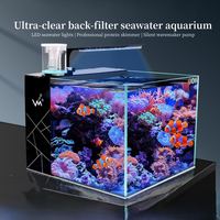 Aquarium de bureau avec filtre arrière intégré, nano-aquarium en verre pour chambre à coucher, salon, poissons-clown, eau salée