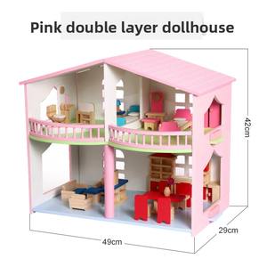 Grande Villa Rosa Simulação De Madeira Miniatura Doll House DIY Toy <span class=keywords><strong>Mini</strong></span> Aniversário Presente Modelo Toy - Product Image 6
