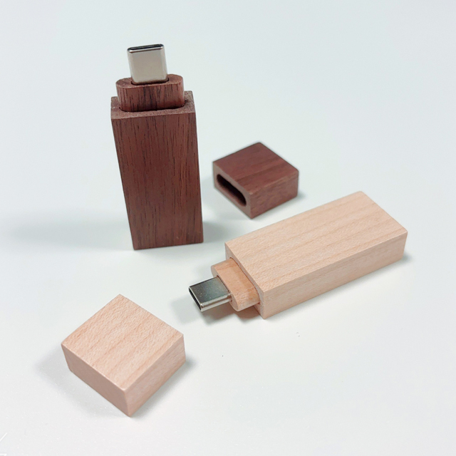 Premium Wedding Gift USB-C Pendrive Elegant Walnut Maple Wooden Type-c USB Flash Drive 4GB 8GB 16GB 32GB Memory Stick