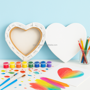 2025 Hot Sale White Blank 280g 100% Cotton Love Shape Stretched Artist Painting Canvas For Painting - Product Image 5