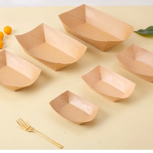 Bandeja Rectangular Corrugada <span class=keywords><strong>de</strong></span> Papel Biodegradable <span class=keywords><strong>de</strong></span> Grado Alimenticio para Envasado al por Mayor <span class=keywords><strong>de</strong></span> Ensaladas, Snacks, Patatas Fritas y Galletas para Llevar - Product Image 1