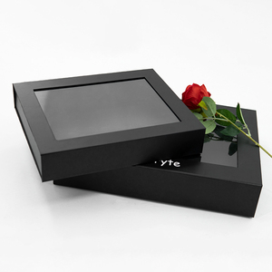 Caja plegable negra personalizada del fabricante, caja de papel para ventana transparente con solapa magnética, Cajas de Regalo y embalaje con ventana transparente - Product Image 1