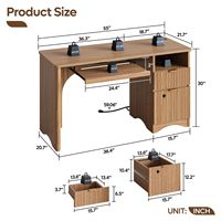Bureau d'ordinateur en chêne brun de 47 pouces avec tiroir de rangement, étagères réglables, table d'écriture moderne pour bureau à domicile, chambre ou salle d'étude