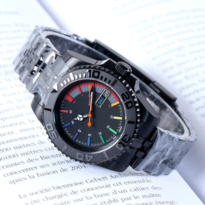Montre automatique mécanique NO LOGO Design NH36 Sub avec cadran arc-en-ciel, mouvement en cristal de saphir, étanche 10 bars, acier noir. - Product Image 1