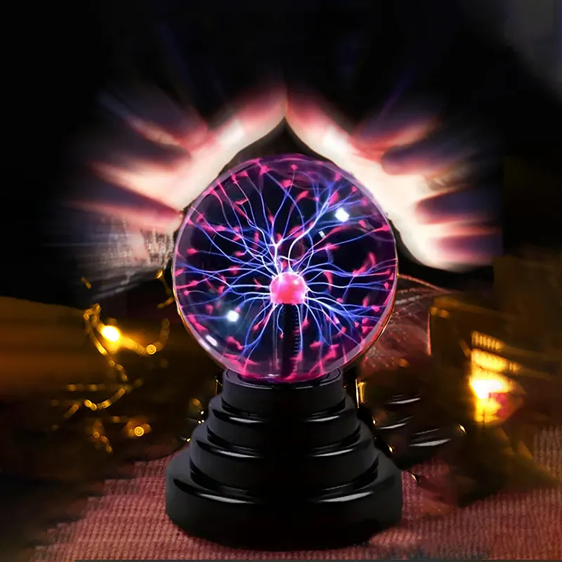 3 Zoll magischer Blitz USB-Touch leuchtende Glas chinesische Malerei Plasma-Lichtkugellampe für Party-Dekorationen