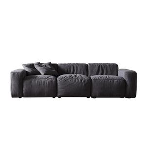 Salon de luxe personnalisé gris foncé confortable canapé convertible rembourré épais pour une personne en tissu - Product Image 6