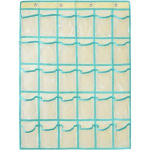 <b>Hanging</b> Closet Organizer 30 Pockets Clear <b>Storage</b> Bag For Jewelry Phone Calculator Over Door <b>Wall</b> Mount Beige Non Woven Fabric - Product Image 1