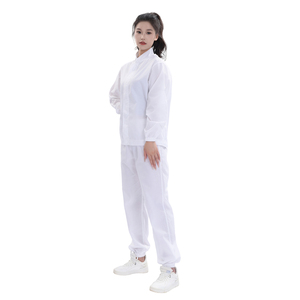 Divisa bianca in cotone a due pezzi <span class=keywords><strong>per</strong></span> l'industria alimentare |   Set di Maglia a Maniche Lunghe e Pantaloni <span class=keywords><strong>da</strong></span> 187 gsm |   Abbigliamento <span class=keywords><strong>da</strong></span> <span class=keywords><strong>Lavoro</strong></span> Igienico OEM - Product Image 6