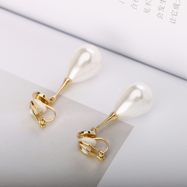 Pearl Earrings Non-Pierced Bridal Earring Wedding Pearl Earring Ear Clips Wedding Prom Jewelry for Bridal Pearl Clip on Earrings
