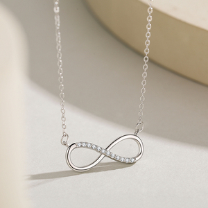 Aillay 100% 925 in argento Sterling <span class=keywords><strong>infinito</strong></span> amore <span class=keywords><strong>collana</strong></span> pendente per donne abbagliante chiaro zircone accessori per gioielli regalo - Product Image 3