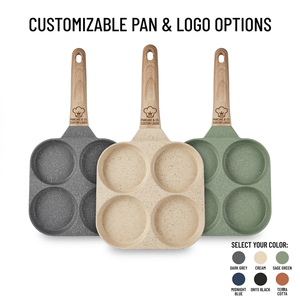 Sartén Antiadherente Cuadrada de 4 Orificios con Revestimiento de Mármol, para Huevos, Panqueques y Desayunos, Multicolor, con Logotipo Personalizado E-Top - Product Image 2