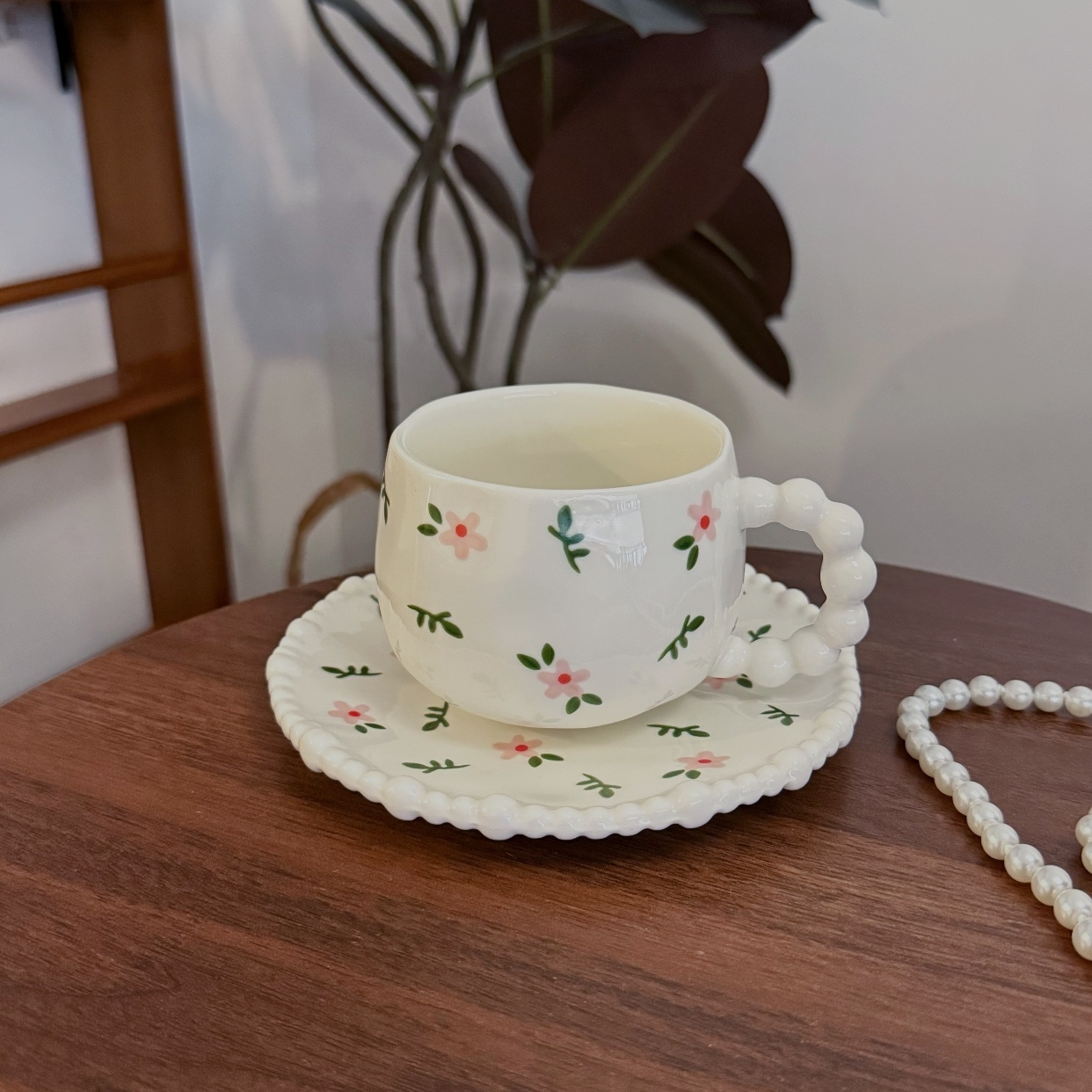 Tasse et soucoupe fleur rose 320ml