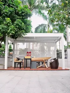 Personalizado gazebo ao ar livre elétrico impermeável motorizado louvered telhado bioclimatic alumínio pérgola cortinas ao ar livre impermeáveis